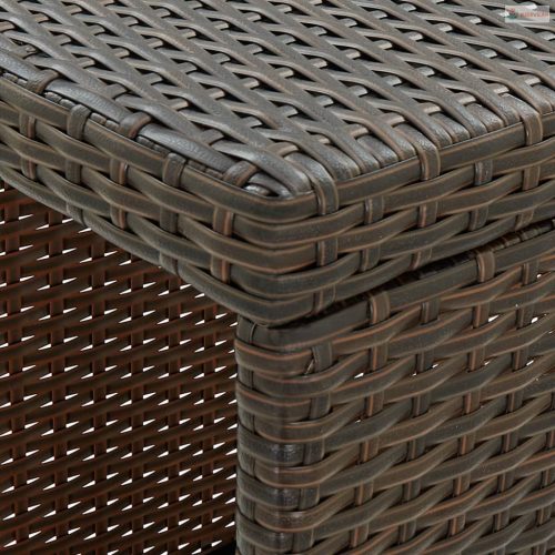 5 részes barna polyrattan kerti bárszett párnákkal