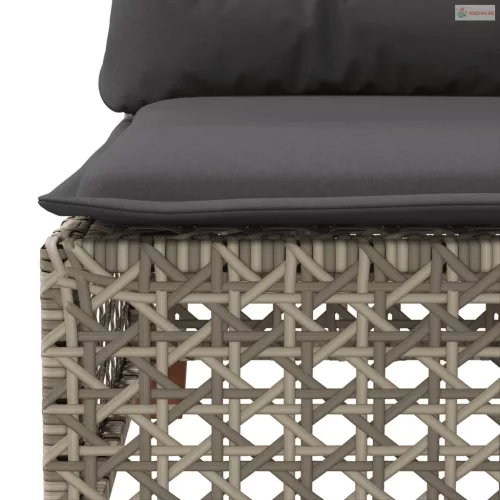 11 részes szürke polyrattan kerti ülőgarnitúra párnákkal