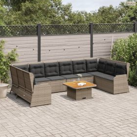   7 részes szürke polyrattan kerti ülőgarnitúra párnákkal