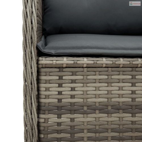 7 részes szürke polyrattan kerti ülőgarnitúra párnákkal