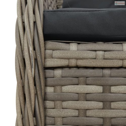 7 részes szürke polyrattan kerti étkezőgarnitúra párnával