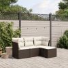 4 részes barna polyrattan kerti ülőgarnitúra párnákkal