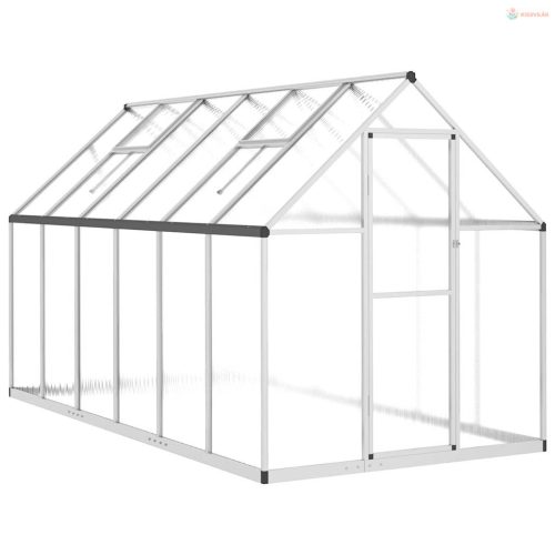 Ezüstszínű alumínium melegház alapvázzal 334x169x195 cm