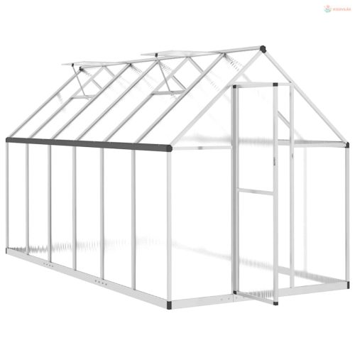Ezüstszínű alumínium melegház alapvázzal 334x169x195 cm
