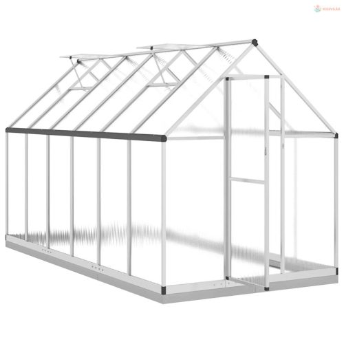Ezüstszínű alumínium melegház alapvázzal 334x169x202 cm