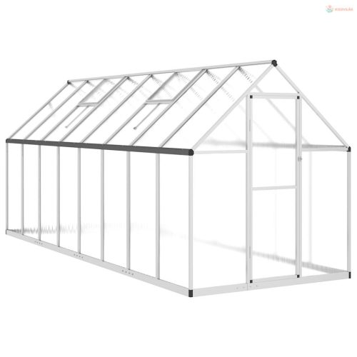 Ezüstszínű alumínium melegház alapvázzal 445x169x195 cm