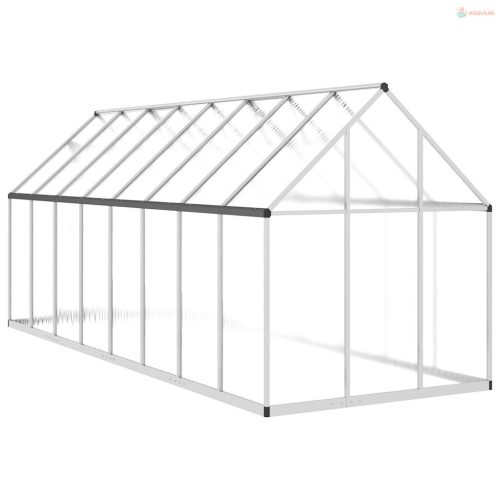 Ezüstszínű alumínium melegház alapvázzal 445x169x195 cm