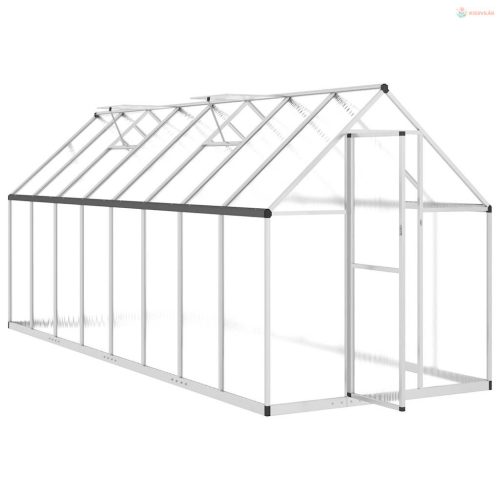 Ezüstszínű alumínium melegház alapvázzal 445x169x195 cm