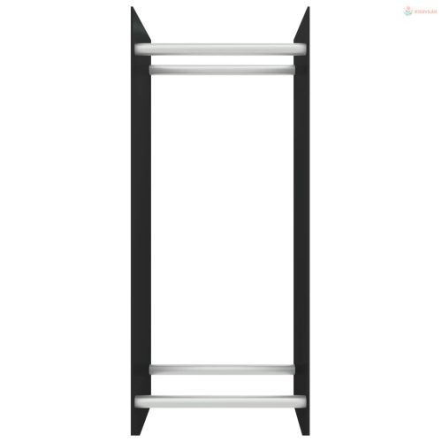 Fekete edzett üveg tűzifatároló 40 x 35 x 100 cm