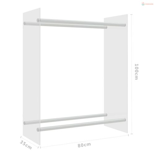 Átlátszó edzett üveg tűzifatároló 80 x 35 x 100 cm