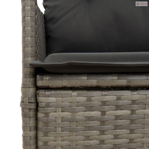 9 részes szürke polyrattan kerti étkezőgarnitúra párnával
