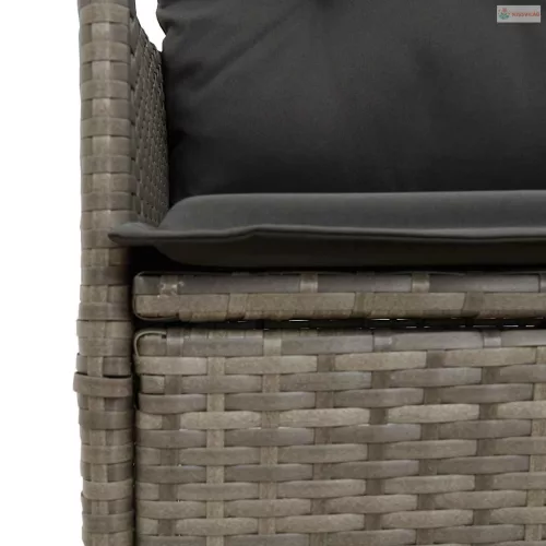 7 részes szürke polyrattan kerti étkezőgarnitúra párnával