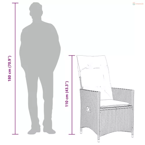 7 részes szürke polyrattan kerti étkezőgarnitúra párnával