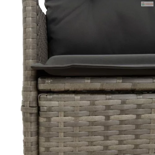 9 részes szürke polyrattan kerti étkezőgarnitúra párnával