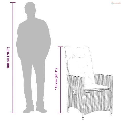 9 részes barna polyrattan kerti étkezőgarnitúra párnákkal