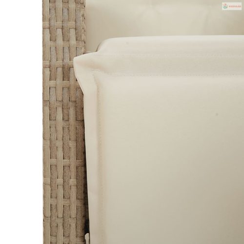 9 részes bézs polyrattan kerti étkezőgarnitúra párnákkal