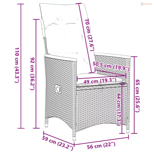 5 részes szürke polyrattan kerti étkezőgarnitúra párnával