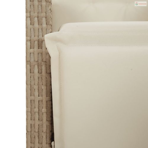 3 részes bézs polyrattan kerti bisztrógarnitúra párnákkal