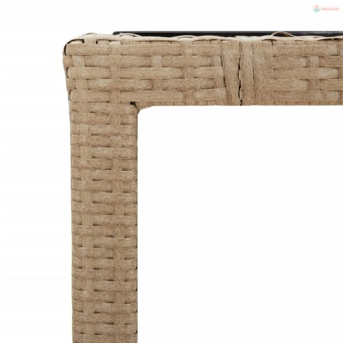 3 részes bézs polyrattan kerti bisztrógarnitúra párnákkal