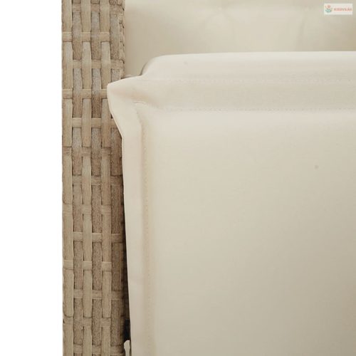 5 részes bézs polyrattan kerti bisztrógarnitúra párnákkal