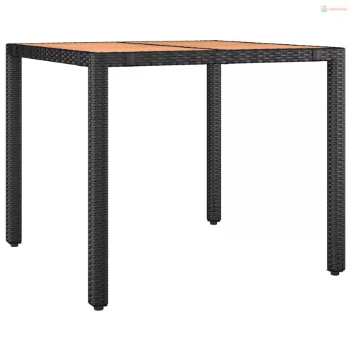 3 részes fekete polyrattan kerti bisztrógarnitúra párnákkal