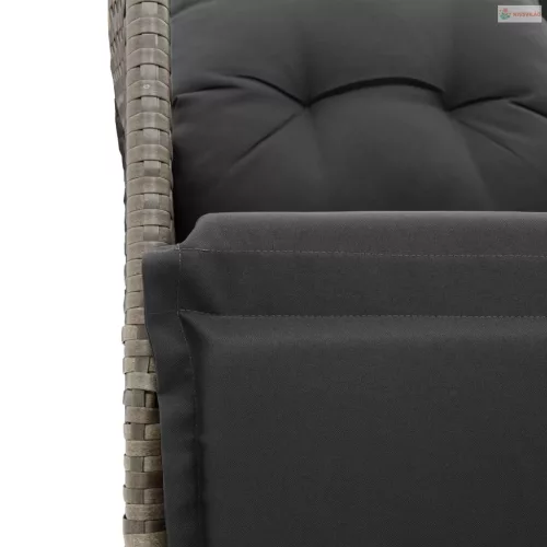 5 részes szürke polyrattan kerti bisztrógarnitúra párnákkal