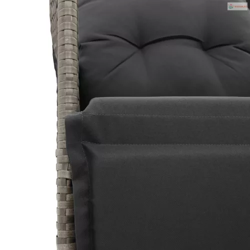 5 részes szürke polyrattan kerti bisztrógarnitúra párnákkal