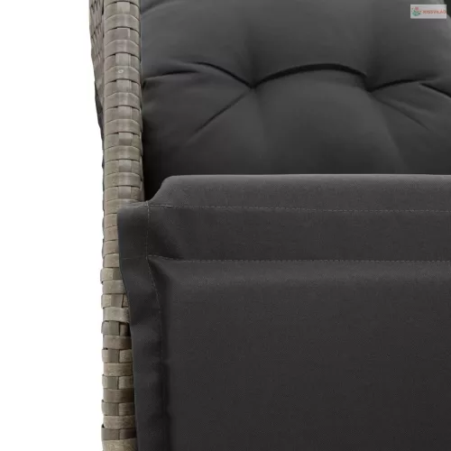 7 részes szürke polyrattan kerti bisztrógarnitúra párnákkal