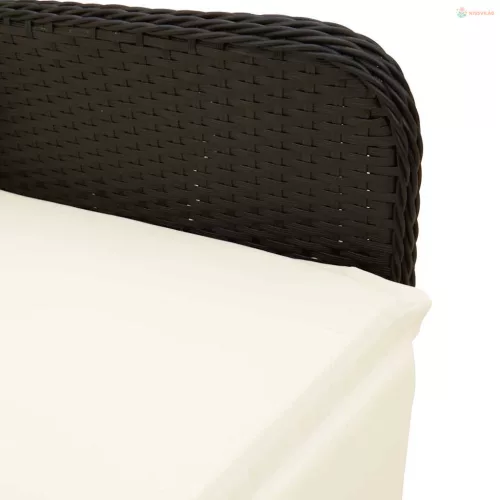 9 részes fekete polyrattan kerti bisztrógarnitúra párnákkal