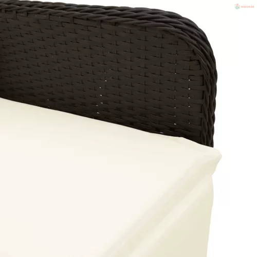 9 részes fekete polyrattan kerti bisztrógarnitúra párnákkal