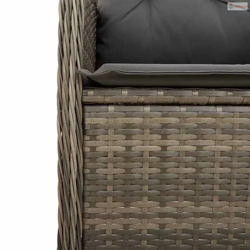 3 részes szürke polyrattan kerti bisztrógarnitúra párnákkal