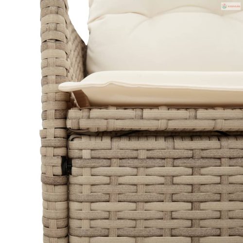 11 részes bézs polyrattan kerti bisztrógarnitúra párnákkal
