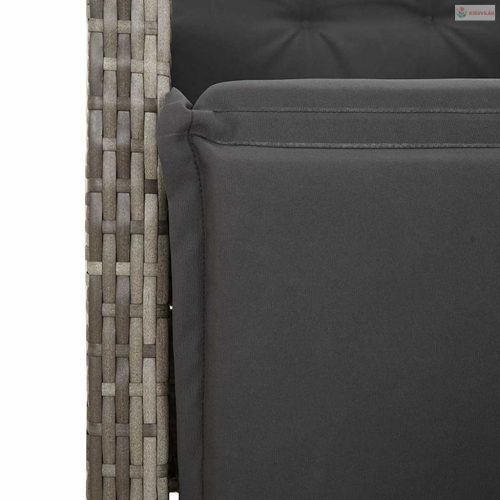 9 részes szürke polyrattan kerti bisztrógarnitúra párnákkal