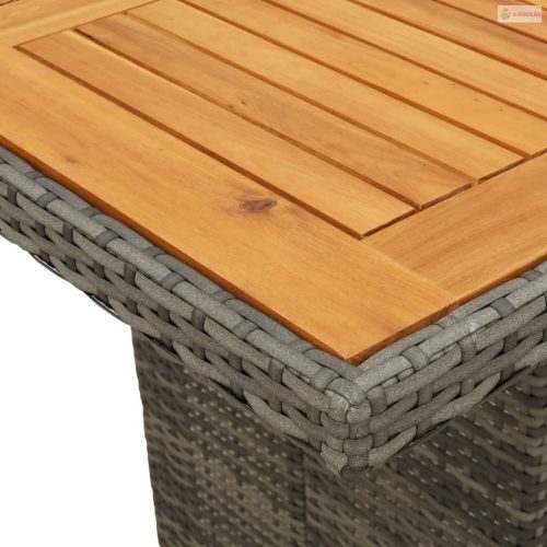 9 részes szürke polyrattan kerti bisztrógarnitúra párnákkal