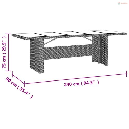 9 részes bézs polyrattan kerti bisztrógarnitúra párnákkal