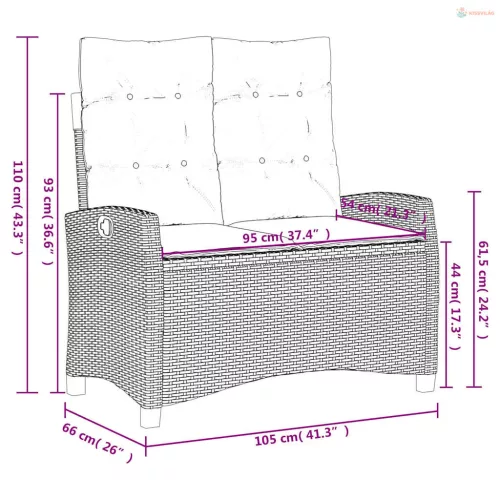 2 részes fekete polyrattan kerti étkezőgarnitúra párnával
