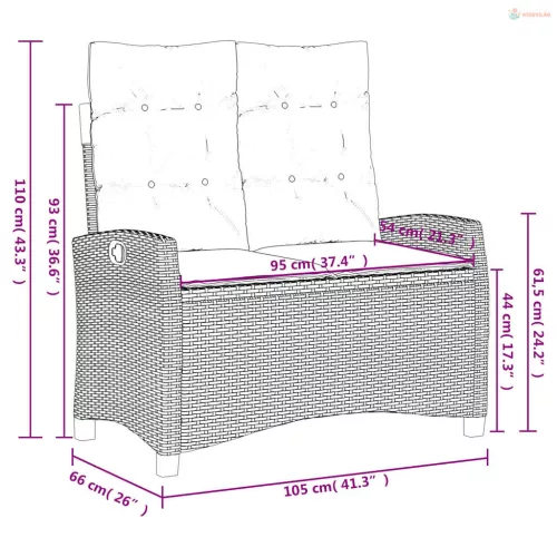 2 részes fekete polyrattan kerti étkezőgarnitúra párnával