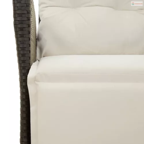 3 részes fekete polyrattan kerti étkezőgarnitúra párnákkal