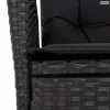 3 részes fekete polyrattan kerti étkezőgarnitúra párnákkal