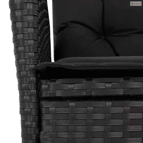 5 részes fekete polyrattan kerti étkezőgarnitúra párnákkal