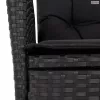 4 részes fekete polyrattan kerti étkezőszett párnákkal