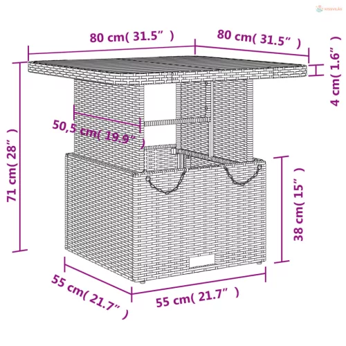 5 részes szürke polyrattan kerti étkezőgarnitúra párnával