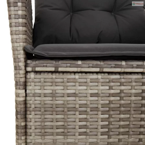 4 részes szürke polyrattan kerti étkezőszett párnával