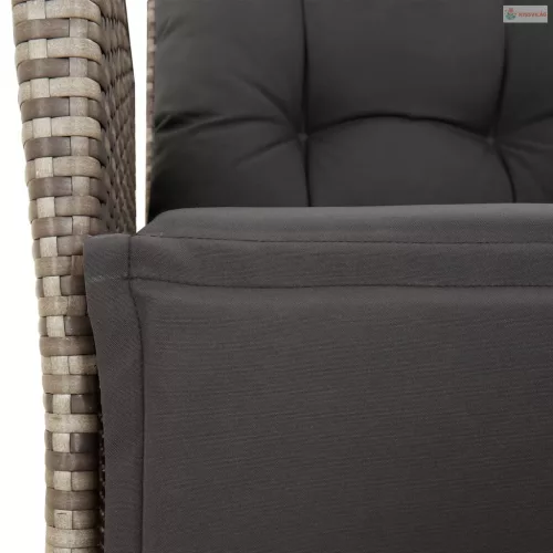 4 részes szürke polyrattan kerti étkezőszett párnával