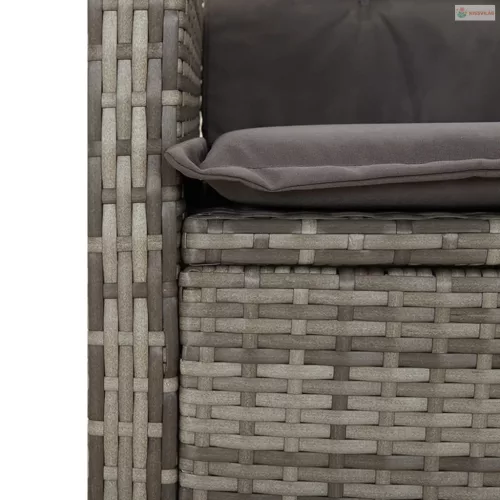 2 részes szürke polyrattan kerti étkezőgarnitúra párnákkal