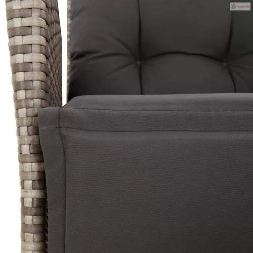 4 részes szürke polyrattan kerti étkezőszett párnával
