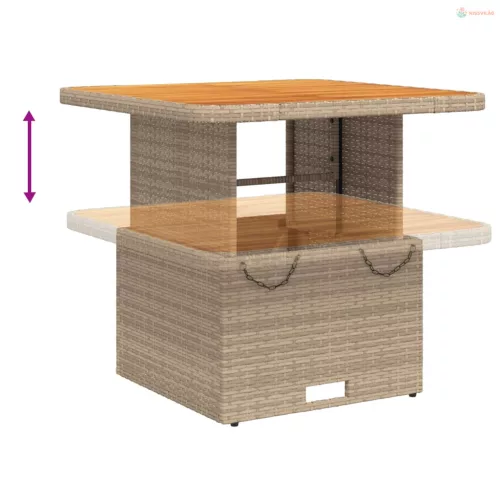 5 részes bézs polyrattan kerti étkezőgarnitúra párnákkal