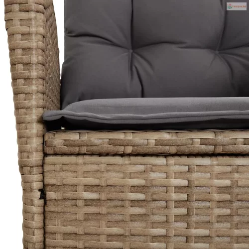 5 részes bézs polyrattan kerti étkezőgarnitúra párnákkal