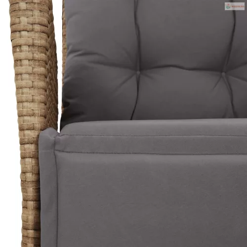 4 részes bézs polyrattan kerti étkezőgarnitúra párnákkal