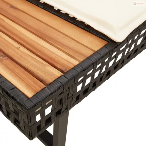 2 részes fekete polyrattan és üveg kerti kanapészett párnákkal